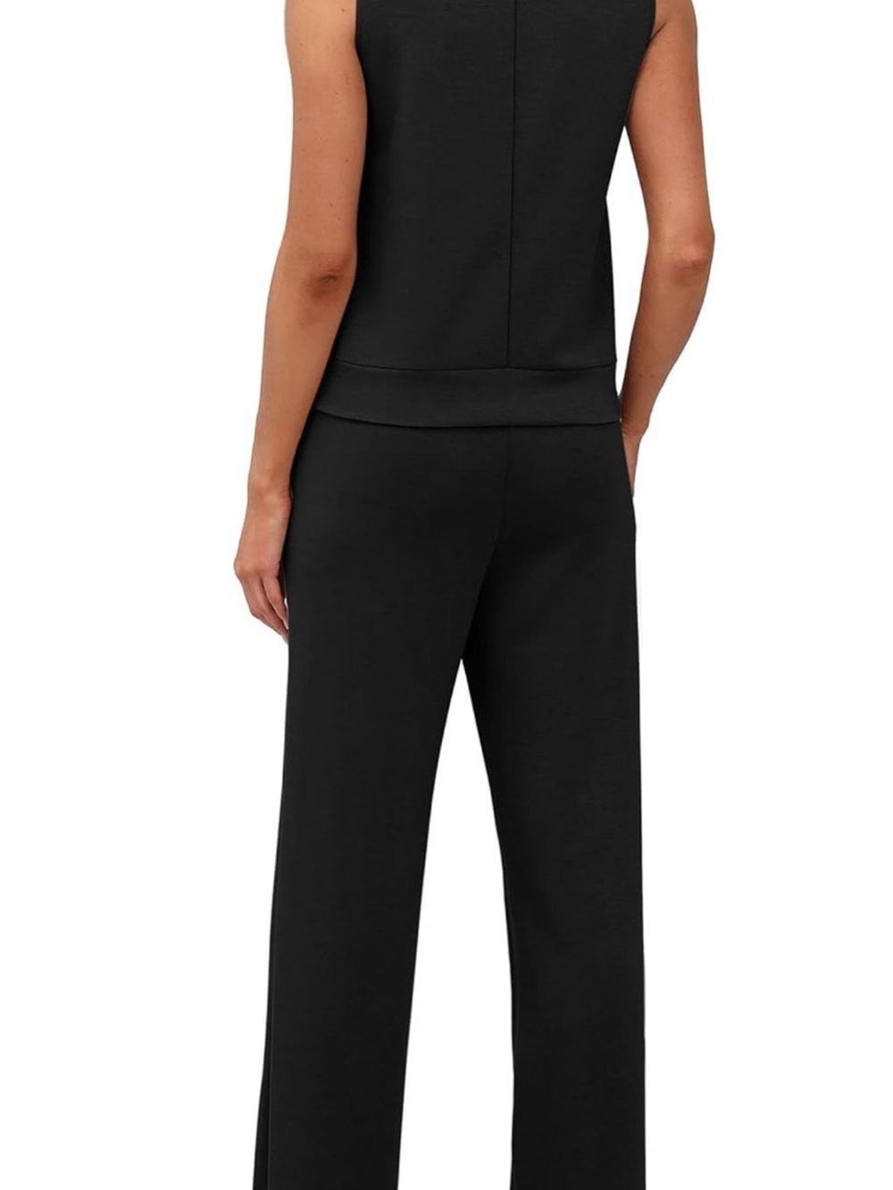 Sleeveless Black Jumpsuit with White Side Stripes - Picture 3 of 5
